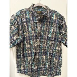 Eddie Bauer Men's Superior Madras Button Down‎ Short Sleeve Size XL
